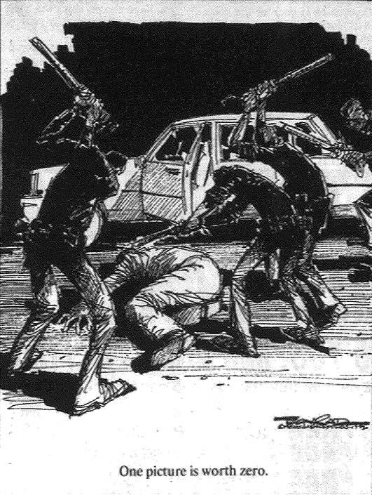 Paul Conrad cartoon of Rodney King beating 